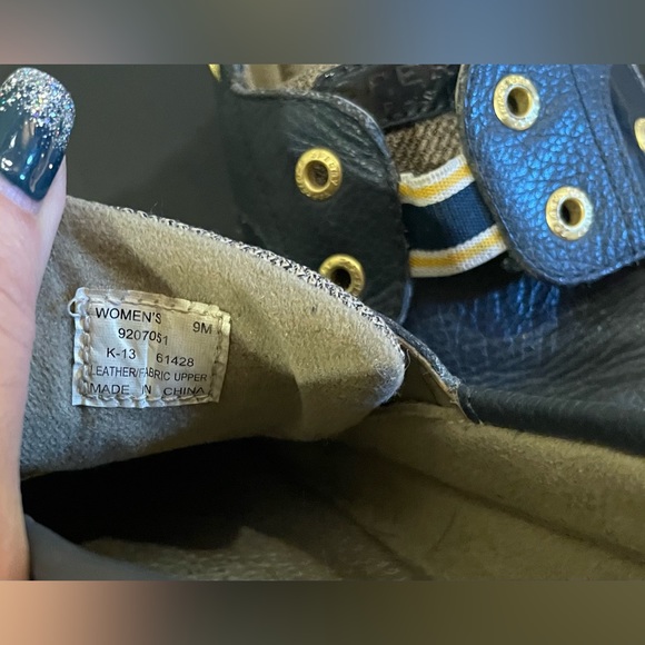 Sperry Iconic Boat Shoe Navy Leather Upper Textured Fabric Contrast K-13 S Sz 9M - Picture 8 of 15